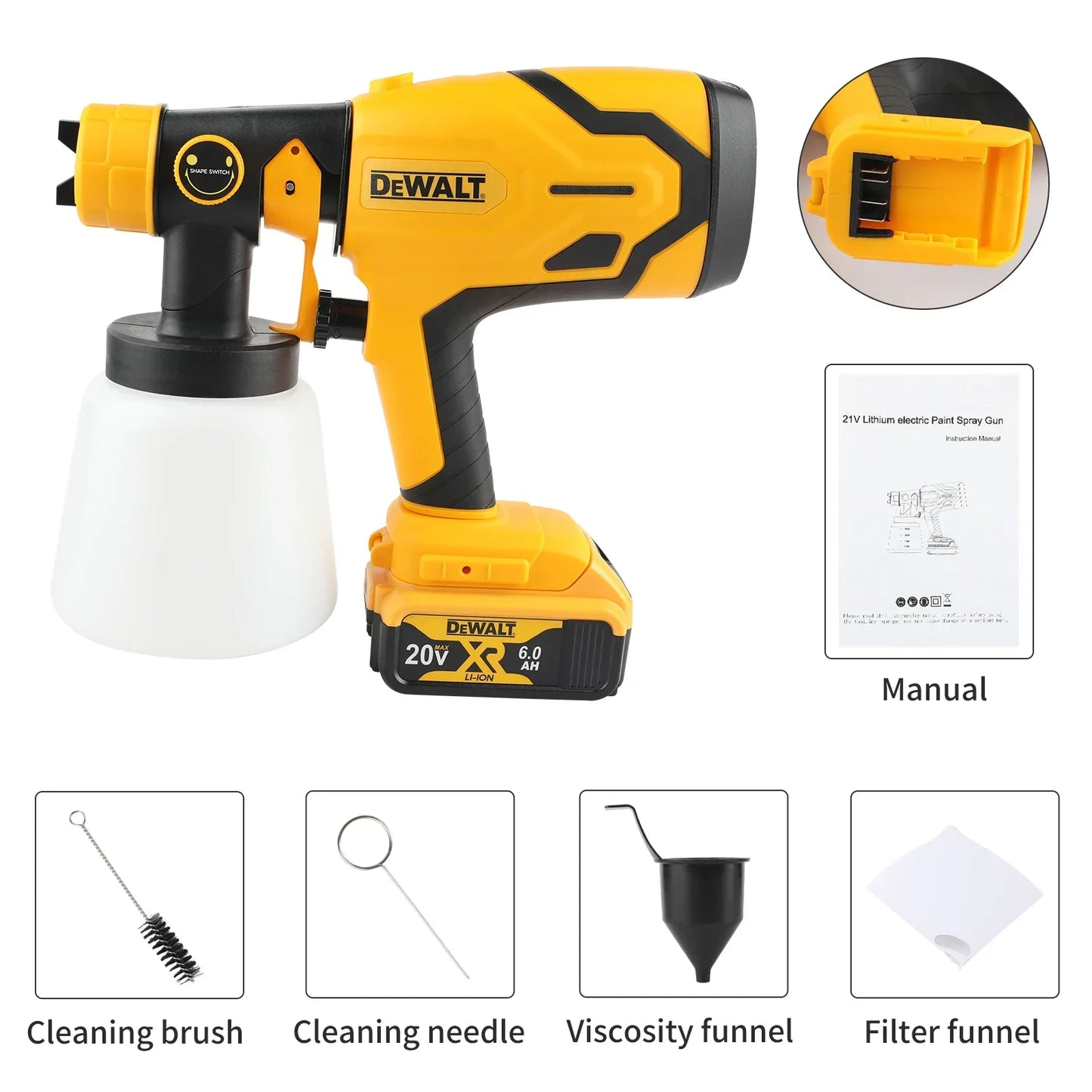 Pistola a spruzzo elettrica DEWALT da 800 ml – senza fili, batteria da 18 V – di livello professionale per applicazioni uniformi su pareti, mobili e progetti fai-da-te