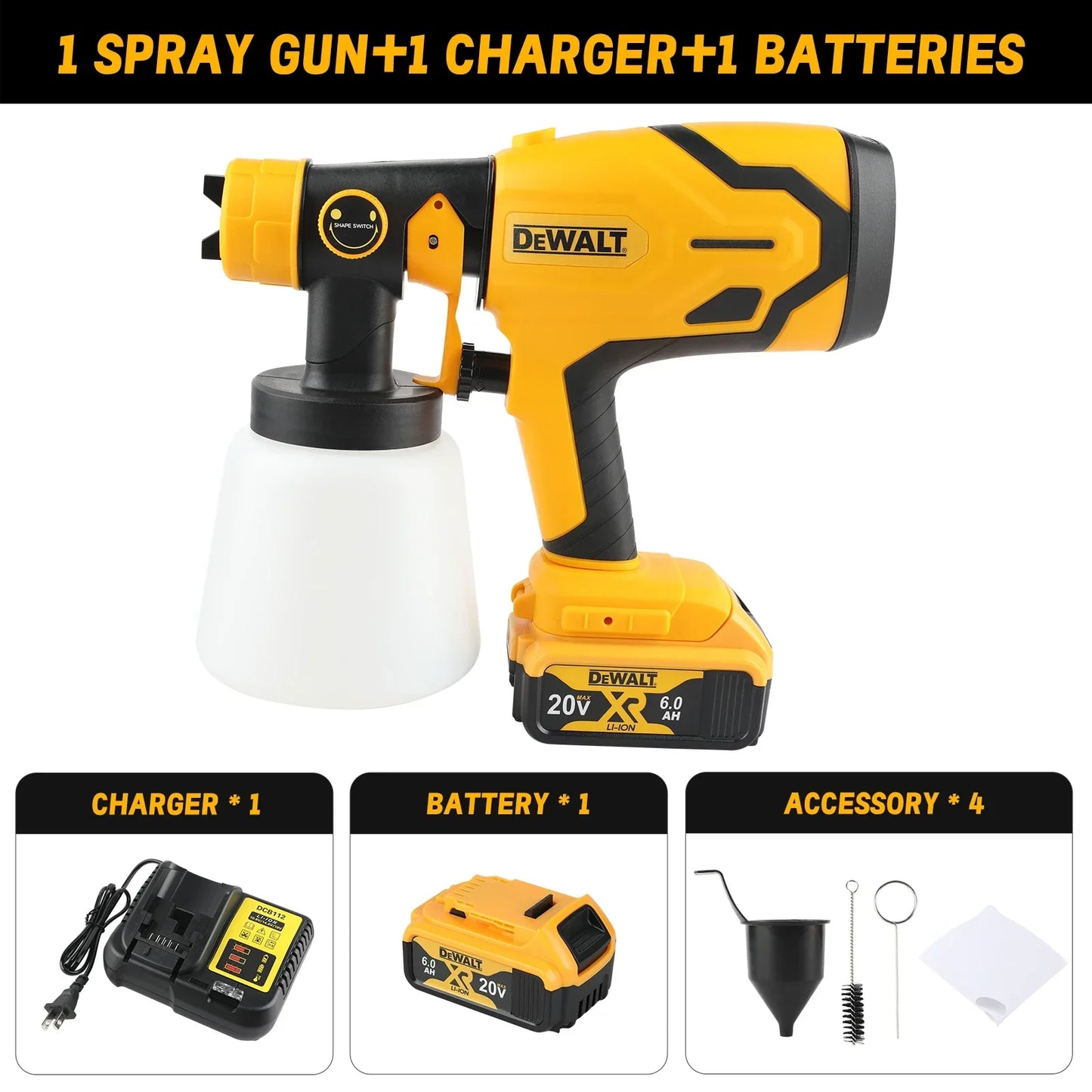 Pistola a spruzzo elettrica DEWALT da 800 ml – senza fili, batteria da 18 V – di livello professionale per applicazioni uniformi su pareti, mobili e progetti fai-da-te