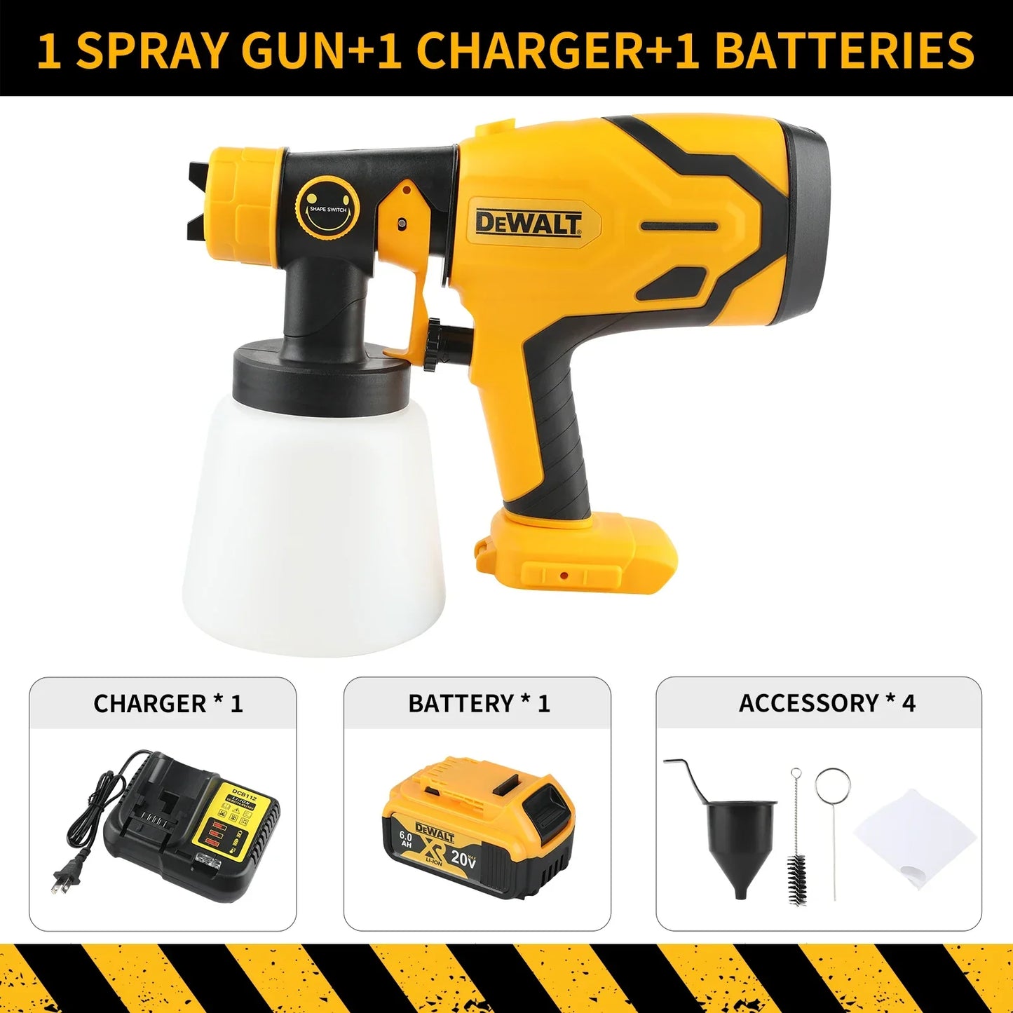 Pistola a spruzzo elettrica DEWALT da 800 ml – senza fili, batteria da 18 V – di livello professionale per applicazioni uniformi su pareti, mobili e progetti fai-da-te