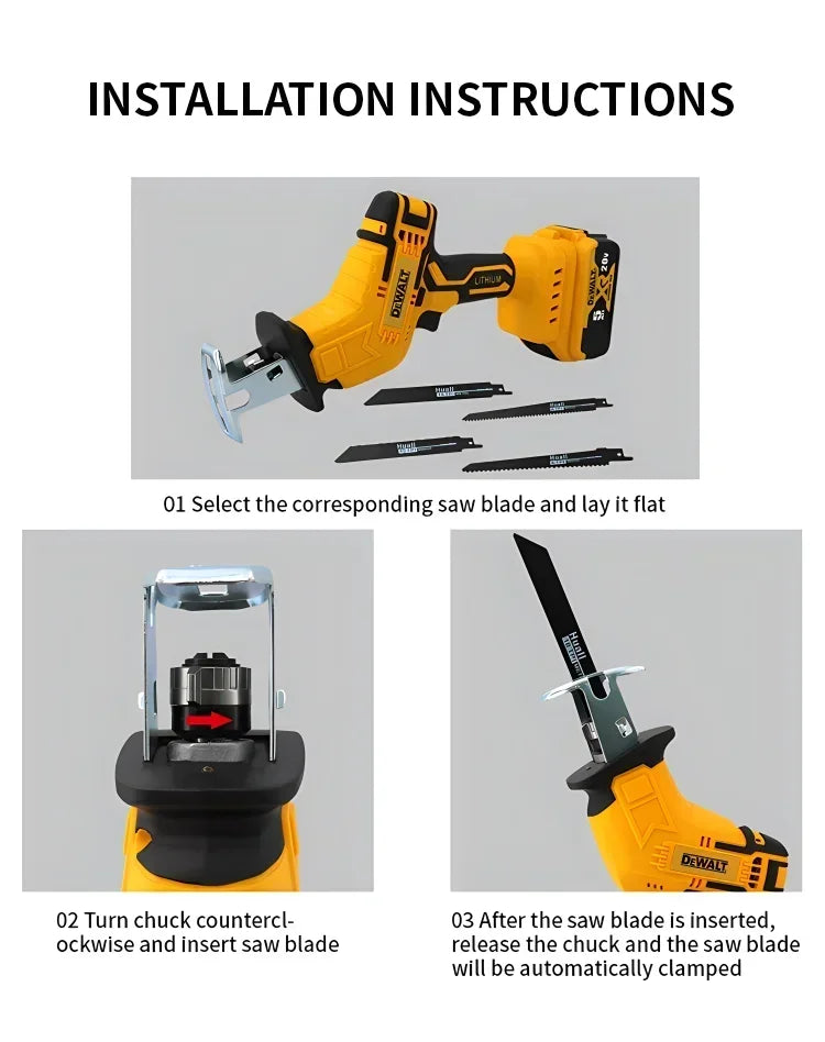Sega reciproca elettrica brushless Dewalt 20V — utensile cordless da 2800 RPM per tagliare metallo, legno e tubi