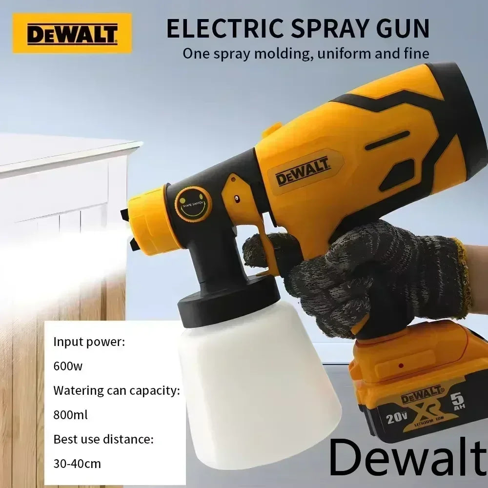 Pistola a spruzzo elettrica senza fili DEWALT da 800 ml — verniciatore portatile ad alta potenza per rivestimenti auto e mobili, aerografo compatibile con batteria DEWALT